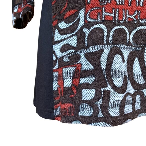 ARDOISE -  Black Red Abstract Tunic Top – Size Small - Picture 2 of 7